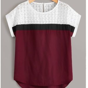 NWT!!! Lace Key Hole Blouse